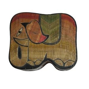 Unique Vintage Elephant Trinket Box - Fabric‎ Inside No Markings